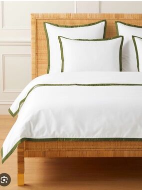 Border Duvet Cover with Green Border - Serena and lily
